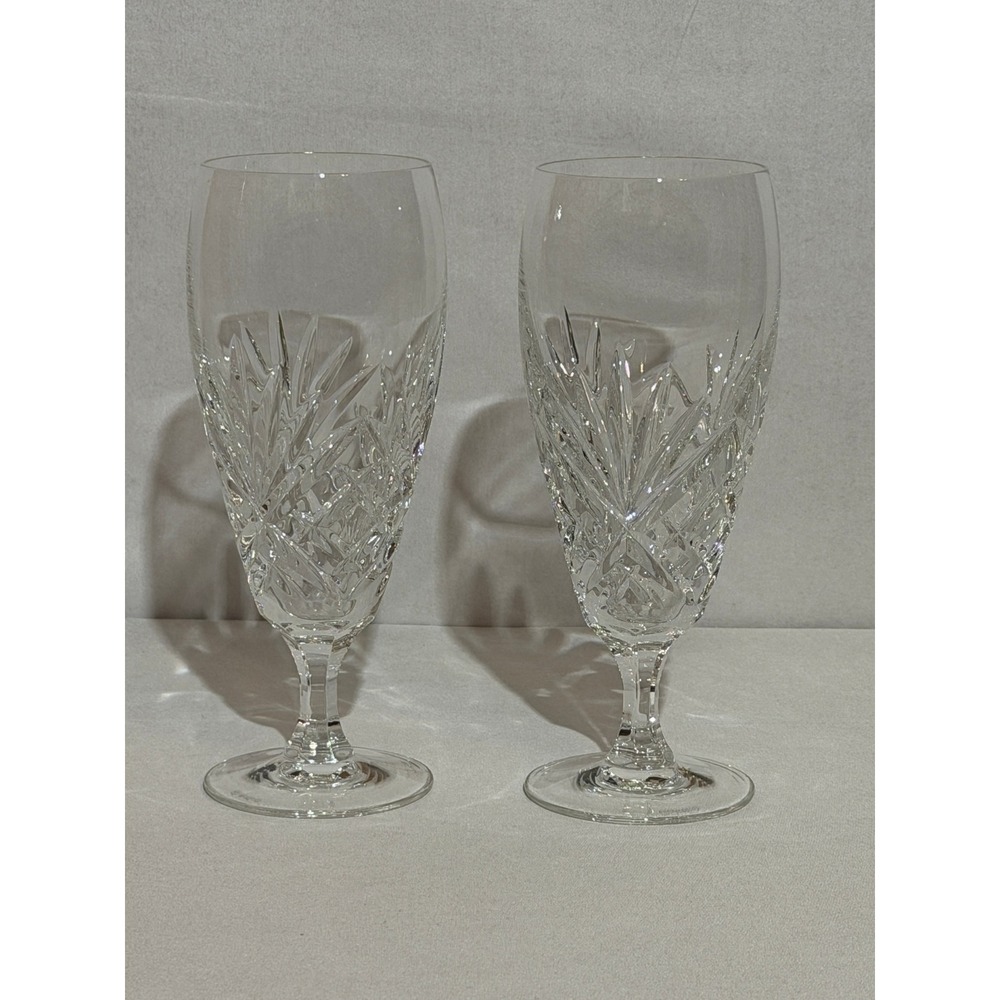 Waterford Crystal Merano Footed Iced Tea Glasses Set of 2 Clear Cut‎ Glass